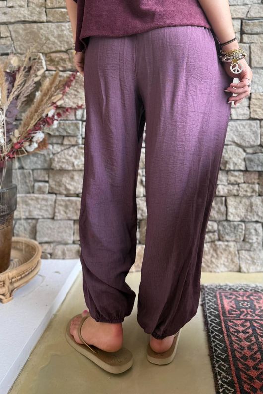 Basso Shirring Genie Pant Deep Damson